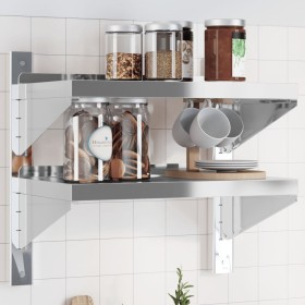 Estante de pared acero inoxidable plateado 50x30x48 cm de , Estantes y estanterías - Ref: Foro24-30316, Precio: 53,13 €, Desc...