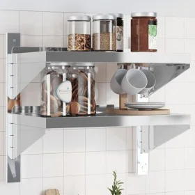 Estante de pared acero inoxidable plateado 50x30x48 cm de , Estantes y estanterías - Ref: Foro24-30316, Precio: 51,95 €, Desc...
