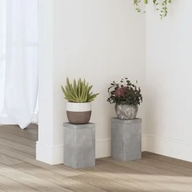 Soportes de plantas 2 uds madera gris hormigón 10x10x18 cm de , Soportes para macetas - Ref: Foro24-852882, Precio: 19,34 €, ...