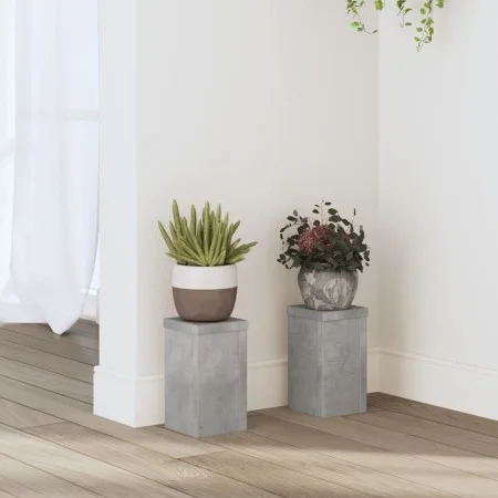 Soportes de plantas 2 uds madera gris hormigón 10x10x18 cm de , Soportes para macetas - Ref: Foro24-852882, Precio: 19,34 €, ...