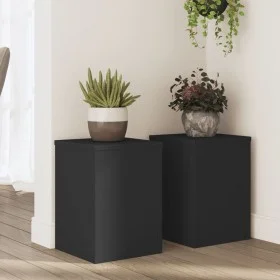 Soportes de plantas 2 uds madera ingeniería negro 25x25x35 cm de , Soportes para macetas - Ref: Foro24-852907, Precio: 43,08 ...