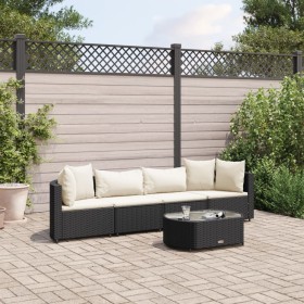 Set de muebles de jardín 5 pzas y cojines ratán sintético negro de , Conjuntos de jardín - Ref: Foro24-3308368, Precio: 342,0...