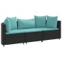 Set de sofás de jardín con cojines 3 pzas ratán sintético negro de , Conjuntos de jardín - Ref: Foro24-3308452, Precio: 228,7...