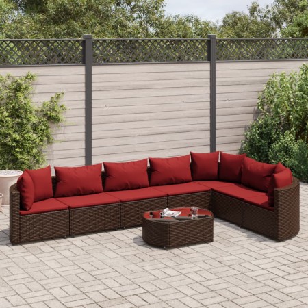 Set sofás de jardín 8 piezas y cojines ratán sintético marrón de , Conjuntos de jardín - Ref: Foro24-3308389, Precio: 497,00 ...