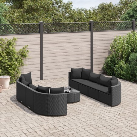 Set de sofás de jardín con cojines 9 pzas ratán sintético negro de , Conjuntos de jardín - Ref: Foro24-3308427, Precio: 653,8...