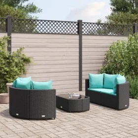 Set de muebles de jardín 5 pzas y cojines ratán sintético negro by , Garden sets - Ref: Foro24-3308444, Price: 381,78 €, Disc...