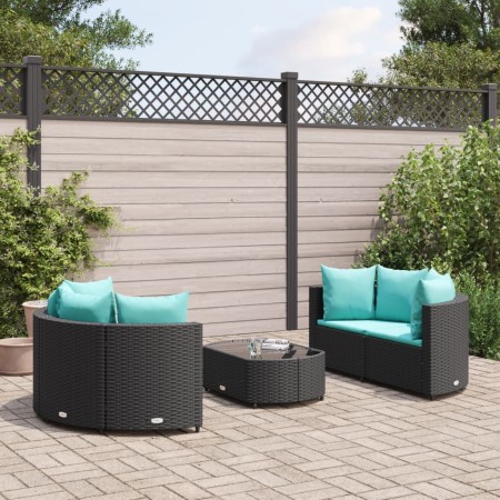 Set de muebles de jardín 5 pzas y cojines ratán sintético negro de , Conjuntos de jardín - Ref: Foro24-3308444, Precio: 392,9...