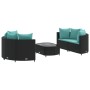 Set de muebles de jardín 5 pzas y cojines ratán sintético negro de , Conjuntos de jardín - Ref: Foro24-3308444, Precio: 392,9...