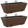 Jardineras con ganchos 2 unidades ratán sintético marrón de , Maceteros y jardineras - Ref: Foro24-366399, Precio: 60,69 €, D...
