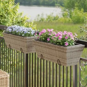 Jardineras con ganchos 2 unidades ratán sintético gris by , Pots and planters - Ref: Foro24-366400, Price: 62,65 €, Discount: %