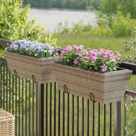 Jardineras con ganchos 2 unidades ratán sintético gris de , Maceteros y jardineras - Ref: Foro24-366400, Precio: 78,64 €, Des...