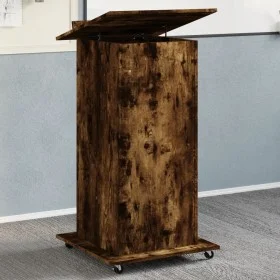 Atril con ruedas y cajón madera roble ahumado 55x55x107 cm de , Escritorios - Ref: Foro24-848028, Precio: 127,55 €, Descuento: %