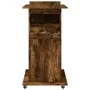 Atril con ruedas y cajón madera roble ahumado 55x55x107 cm de , Escritorios - Ref: Foro24-848028, Precio: 127,55 €, Descuento: %