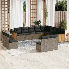 Set de sofás de jardín 12 pzas con cojines ratán sintético gris en Conjuntos de jardín | Comprar online en Foru.es