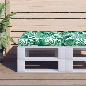 Cojín para palés tela estampado de hojas 50x50x12 cm de , Cojines para sillas y sofás - Ref: Foro24-360437, Precio: 23,63 €, ...