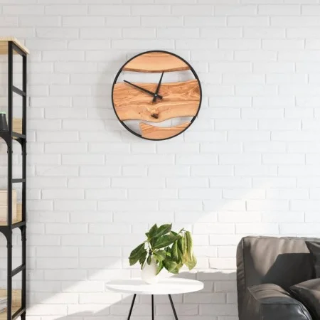 Reloj de pared hierro y madera de olivo marrón Ø35 cm de , Relojes de pared - Ref: Foro24-4008396, Precio: 67,77 €, Descuento: %