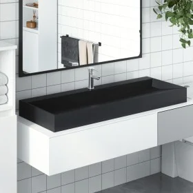 Lavabo de fundición de mineral/mármol negro mate 120x46x11 cm by , Sinks - Ref: Foro24-155983, Price: 304,79 €, Discount: %