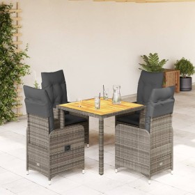 Mesita y sillas jardín 5 pzas y cojines ratán sintético gris de , Conjuntos de jardín - Ref: Foro24-3277020, Precio: 539,78 €...