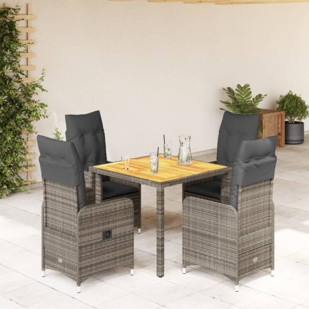 Mesita y sillas jardín 5 pzas y cojines ratán sintético gris de , Conjuntos de jardín - Ref: Foro24-3277020, Precio: 539,78 €...