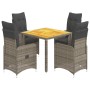 Mesita y sillas jardín 5 pzas y cojines ratán sintético gris de , Conjuntos de jardín - Ref: Foro24-3277020, Precio: 539,78 €...