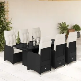 Set de mesa y sillas de jardín 7 pzas y cojines ratán PE negro de , Conjuntos de jardín - Ref: Foro24-3276996, Precio: 911,37...