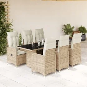 Set de mesa y sillas de jardín 7 pzas y cojines ratán PE beige de , Conjuntos de jardín - Ref: Foro24-3277104, Precio: 975,37...
