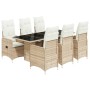Set de mesa y sillas de jardín 7 pzas y cojines ratán PE beige de , Conjuntos de jardín - Ref: Foro24-3277104, Precio: 974,17...