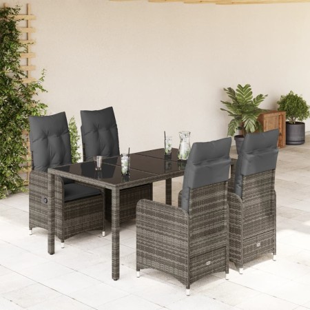 Mesita y sillas jardín 5 pzas y cojines ratán sintético gris de , Conjuntos de jardín - Ref: Foro24-3277034, Precio: 583,28 €...