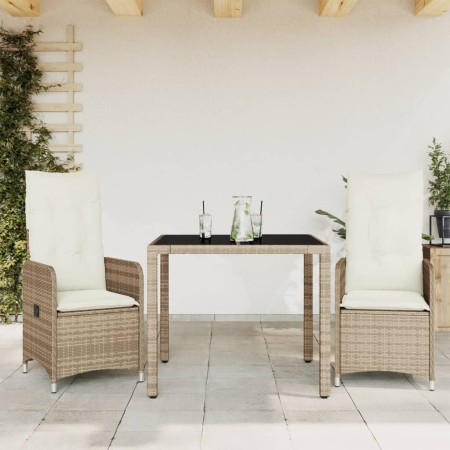 Mesita y sillas jardín 3 pzas y cojines ratán sintético beige de , Conjuntos de jardín - Ref: Foro24-3277095, Precio: 368,69 ...
