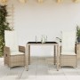 Mesita y sillas jardín 3 pzas y cojines ratán sintético beige de , Conjuntos de jardín - Ref: Foro24-3277095, Precio: 368,69 ...