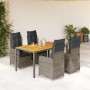 Mesita y sillas jardín 5 pzas y cojines ratán sintético gris de , Conjuntos de jardín - Ref: Foro24-3277022, Precio: 603,40 €...