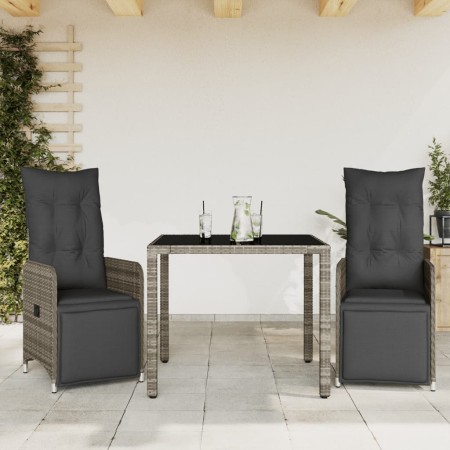 Mesita y sillas jardín 3 pzas y cojines ratán sintético gris de , Conjuntos de jardín - Ref: Foro24-3277165, Precio: 393,53 €...