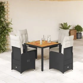 Mesita y sillas jardín 5 pzas y cojines ratán sintético negro de , Conjuntos de jardín - Ref: Foro24-3276977, Precio: 630,14 ...