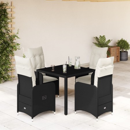 Mesita y sillas jardín 5 pzas y cojines ratán sintético negro de , Conjuntos de jardín - Ref: Foro24-3276989, Precio: 551,58 ...