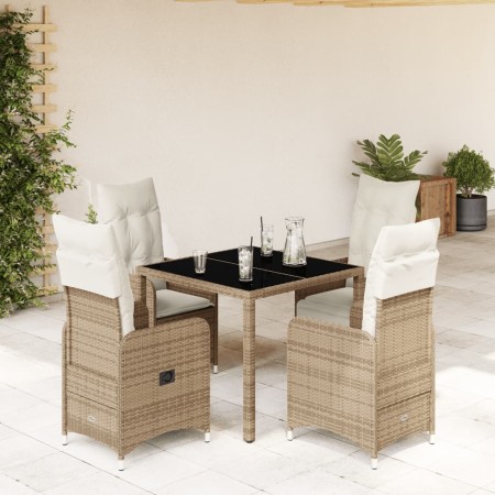 Mesita y sillas jardín 5 pzas y cojines ratán sintético beige de , Conjuntos de jardín - Ref: Foro24-3277097, Precio: 657,48 ...