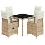 Mesita y sillas jardín 5 pzas y cojines ratán sintético beige de , Conjuntos de jardín - Ref: Foro24-3277097, Precio: 657,48 ...