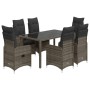 Mesita y sillas jardín 5 pzas y cojines ratán sintético gris de , Conjuntos de jardín - Ref: Foro24-3277036, Precio: 640,91 €...