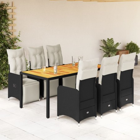 Set de mesa y sillas de jardín 7 pzas y cojines ratán PE negro de , Conjuntos de jardín - Ref: Foro24-3277131, Precio: 900,02...