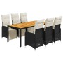 Set de mesa y sillas de jardín 7 pzas y cojines ratán PE negro de , Conjuntos de jardín - Ref: Foro24-3277131, Precio: 900,02...