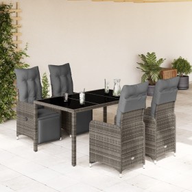 Mesita y sillas jardín 5 pzas y cojines ratán sintético gris de , Conjuntos de jardín - Ref: Foro24-3277167, Precio: 706,54 €...