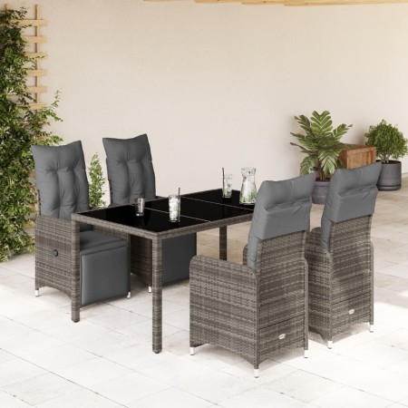 Mesita y sillas jardín 5 pzas y cojines ratán sintético gris de , Conjuntos de jardín - Ref: Foro24-3277167, Precio: 706,54 €...