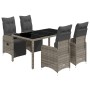 Mesita y sillas jardín 5 pzas y cojines ratán sintético gris de , Conjuntos de jardín - Ref: Foro24-3277167, Precio: 706,54 €...