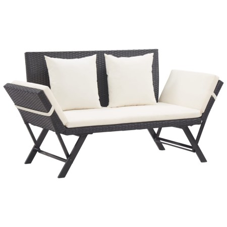 Banco de jardín con cojines ratán sintético negro 176 cm de , Bancos de jardín - Ref: Foro24-317181, Precio: 184,42 €, Descue...