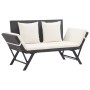 Banco de jardín con cojines ratán sintético negro 176 cm de , Bancos de jardín - Ref: Foro24-317181, Precio: 184,42 €, Descue...