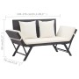 Banco de jardín con cojines ratán sintético negro 176 cm de , Bancos de jardín - Ref: Foro24-317181, Precio: 184,42 €, Descue...