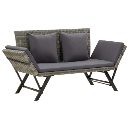 Banco de jardín con cojines ratán sintético gris 176 cm de , Bancos de jardín - Ref: Foro24-317183, Precio: 244,89 €, Descuen...
