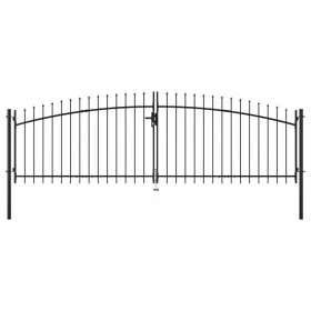 Double gate for fence with spear tips 400x150 cm by , garden gates - Ref: Foro24-144360, Price: 215,91 €, Discount: %