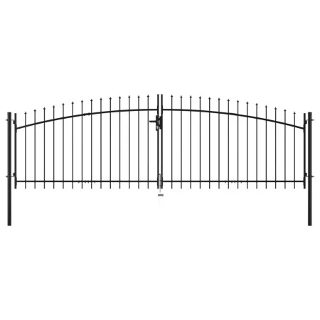 Double gate for fence with spear tips 400x150 cm by , garden gates - Ref: Foro24-144360, Price: 215,91 €, Discount: %