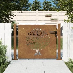 Corten steel garden gate with tree design 105x80 cm by , garden gates - Ref: Foro24-153214, Price: 138,04 €, Discount: %
