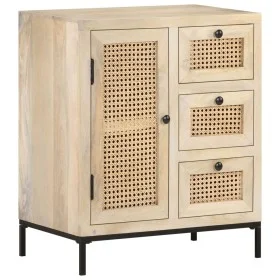 Aparador de madera maciza mango y caña natural 60x35x70 cm de , Aparadores - Ref: Foro24-323508, Precio: 151,43 €, Descuento: %